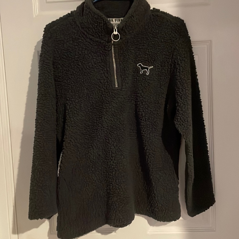 Pink teddy quarter zip